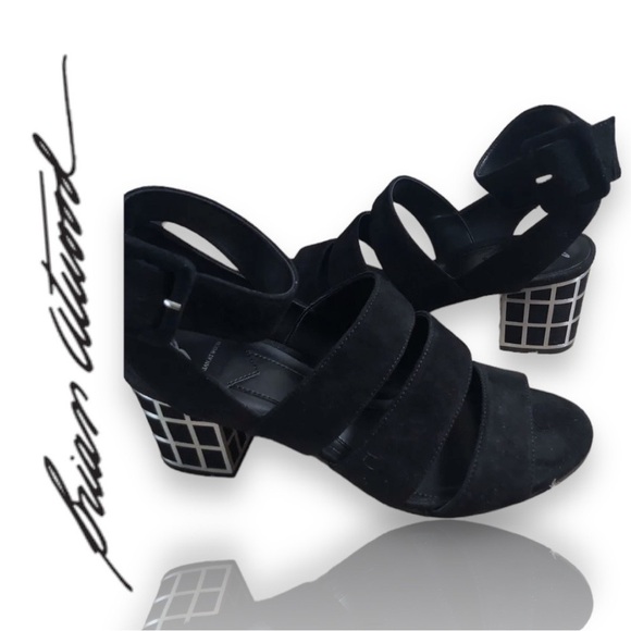 B Brian Atwood Baily suede block cage heel sandals - Picture 3 of 4